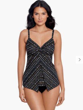 Miraclesuit Love Knot Tankini Top Cypher US 14 Underwire Slimming Swimwear